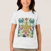 Ocean Life Symphony – Starfish, Seahorses & Crabs Tri-Blend Shirt (Voorkant)