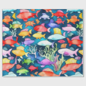 Ocean life vis koralen zomer vibes Wrapping Paper Cadeaupapier (Vlak)