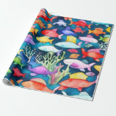 Ocean life vis koralen zomer vibes Wrapping Paper Cadeaupapier (Uitgerold)