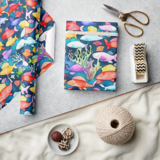 Ocean life vis koralen zomer vibes Wrapping Paper Cadeaupapier (Crafts)