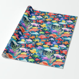 Ocean life vis koralen zomer vibes Wrapping Paper Cadeaupapier