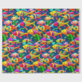 Ocean life vis koralen zomer vibes Wrapping Paper Cadeaupapier (Vlak)