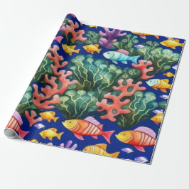 Ocean life vis koralen zomer vibes Wrapping Paper Cadeaupapier