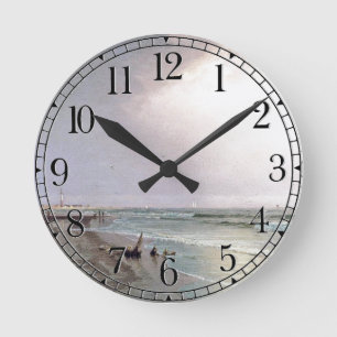 Ocean Lighthouders Waves Beach Shore Wall Clock Ronde Klok