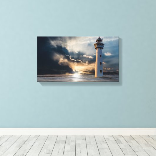 Ocean Lighthouse Daybreak Canvas Afdruk (Insitu (Houten vloer))