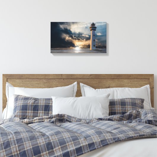 Ocean Lighthouse Daybreak Canvas Afdruk (Insitu (Slaapkamer))