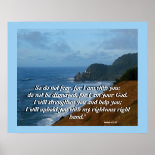 Ocean Lighthouse Isaiah 41:10 Afdruk Poster