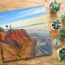Ocean Lighthouse op Californië Rocky Cliff Foto Legpuzzel