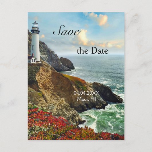 Ocean Lighthouse Save the Date Briefkaart (Voorkant)