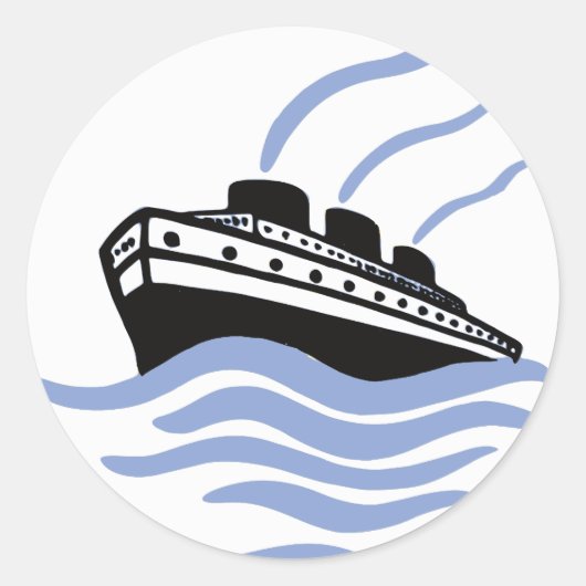  Ocean Liner Art Ronde Sticker (Voorkant)