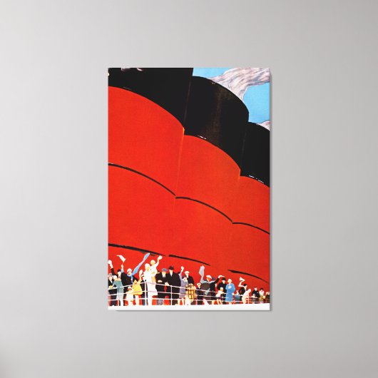 Ocean Liner Bon Voyage - L Canvas Afdruk (Voorkant)