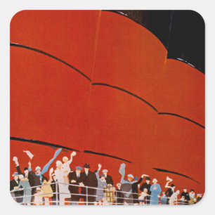 Ocean Liner Bon Voyage Vierkante Sticker