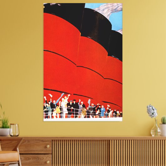 Ocean Liner Bon Voyage - XL Canvas Afdruk (Insitu (Woonkamer))