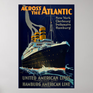 OCEAN LINER EUROPE AMERICA POSTER