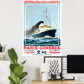  OCEAN LINER PARIS LONDON REIZEN POSTER (Thuiskantoor)