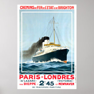  OCEAN LINER PARIS LONDON REIZEN POSTER