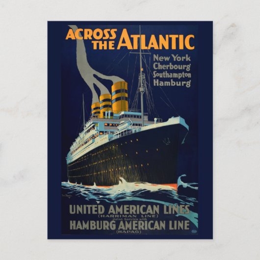  OCEAN LINER TRAVEL BRIEFKAART (Voorkant)