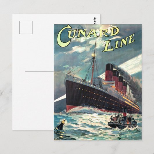 OCEAN LINER TRAVEL BRIEFKAART (Voorkant / Achterkant)