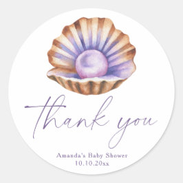 Ocean Little Pearl Baby Shower Thank you Ronde Sticker