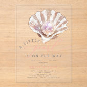 Ocean Little Pearl onder het Zeeen Baby shower Acryl Uitnodigingen (Voorkant)