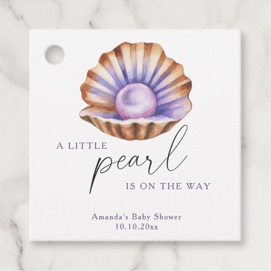 Ocean Little Pearl onder het Zeeen Baby shower Bedankjes Labels (Voorkant)