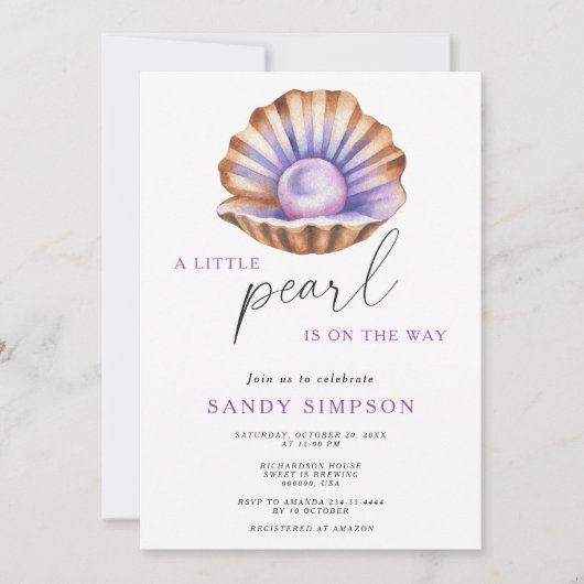 Ocean Little Pearl Under The Sea Baby Shower Kaart (Voorkant)