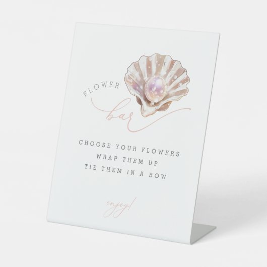 Ocean Little Pearl Zee Baby shower Flower Bar Sign Reclamebord Met Voetstuk (Voorkant)