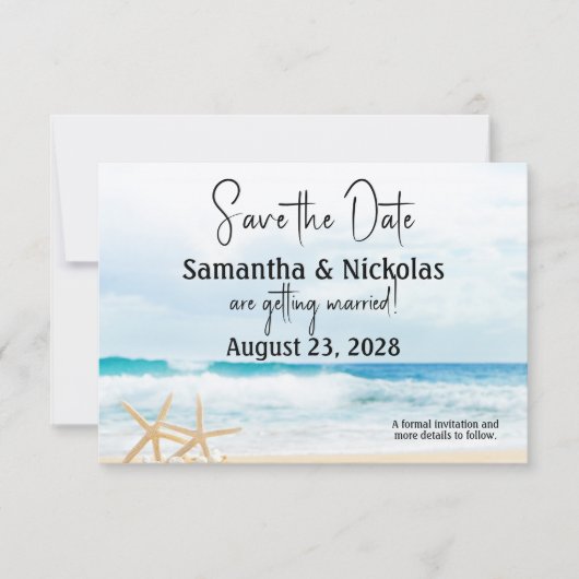 Ocean Love Beach Bruiloft Save The Date (Voorkant)