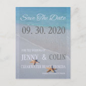 Ocean Love Beach Starfish Photo Save the Date Aankondigingskaart (Voorkant)