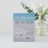 Ocean Love Beach Starfish Photo Save the Date Aankondigingskaart (Staand voorkant)