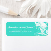 Ocean Love Blauwgroen Artsy Seashells Beach Bruilo Etiket (Insitu)