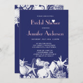 Ocean Love Navy Seashells Chic Vrijgezellenfeest Kaart (Voorkant / Achterkant)