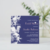 Ocean Love Navy Zeeschelpen Chic Vrijgezellenfeest Kaart (Staand voorkant)