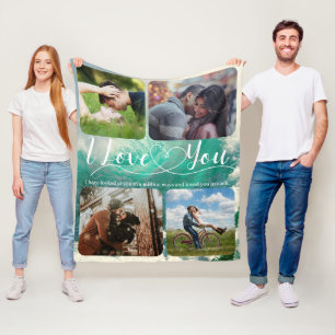 Ocean Love Photo Collage Jubileum Valentijn Fleece Deken
