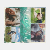 Ocean Love Photo Collage Jubileum Valentijn Fleece Deken (Voorkant (Horizontaal))