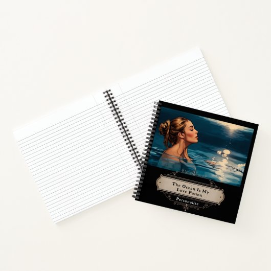 Ocean Love Potion Quote Zee Moon Black Journal Notitieboek (Binnen)