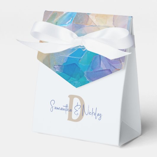 Ocean Love Zee Glazen Strand Bruiloft Bedankdoosjes (Voorkant Zijde)