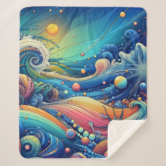 Ocean Lover Artistic Sherpa Deken (Voorkant)