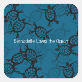 Ocean Lovers Zee Turtle Vierkante Sticker