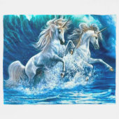 Ocean Magic Unicorn Waves Satin Fleece Deken (Voorkant (Horizontaal))