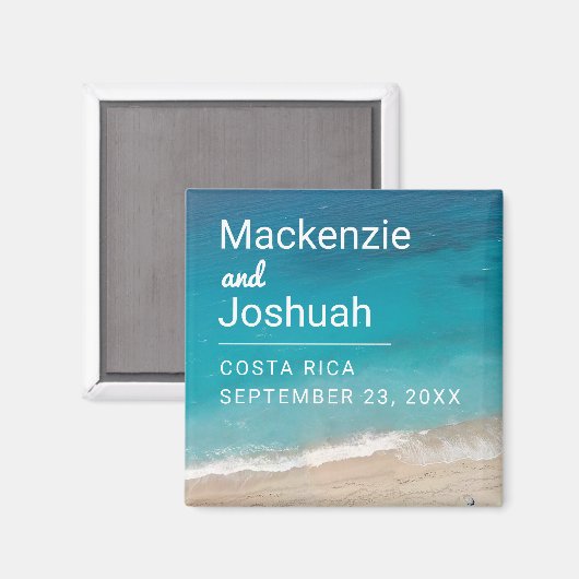 Ocean Magnet Beach Wedding Favor of Keepomwille (Voorkant / Achterkant)