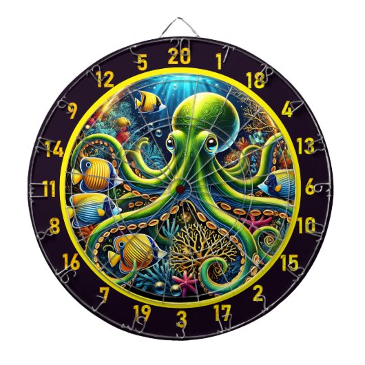 Ocean Majesty Octopus Dartboard Dartbord (Voorkant)