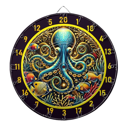 Ocean Majesty Octopus Dartboard Dartbord (Voorkant)