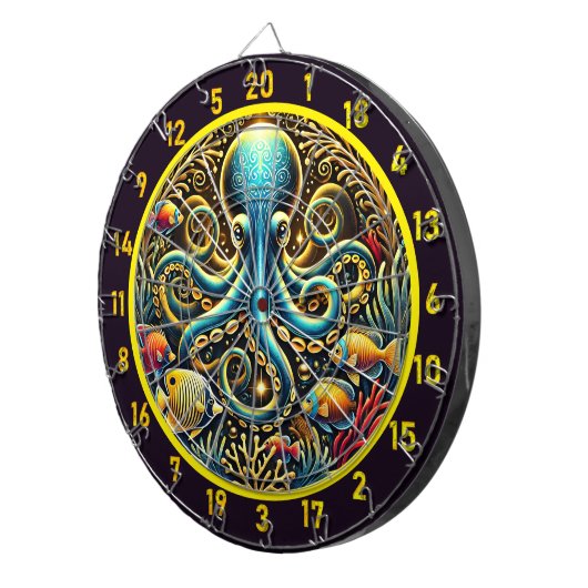 Ocean Majesty Octopus Dartboard Dartbord (Voorkant Rechts)