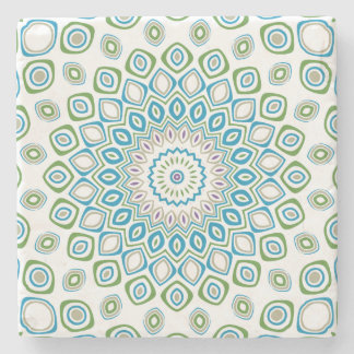 Ocean Mandala in blauw en grijs en wit Stenen Onderzetter