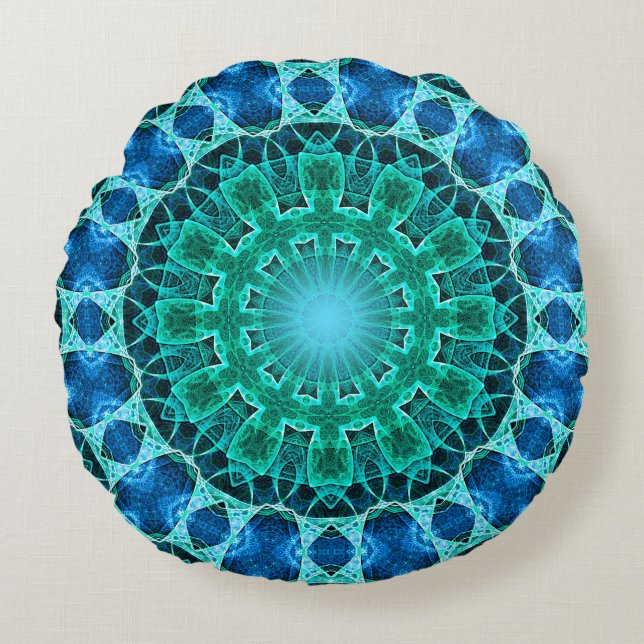 Ocean Mandala Rond Kussen (Voorkant)