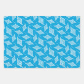 Ocean Manta Rays Polynesische Stijl Blauw Wit Inpakpapier Vel (Voorkant 3)