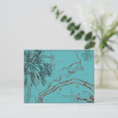  Ocean Map Collage Turquoise Briefkaart (Staand voorkant)