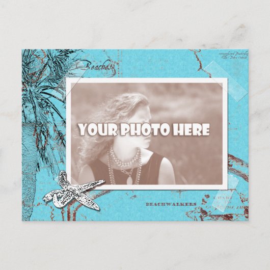  Ocean Map Collage Turquoise Foto Lijst Briefkaart (Voorkant)