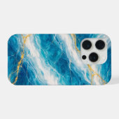 Ocean Marble with White Swirls and Gold Veining iPhone Hoesje (Achterkant horizontaal)
